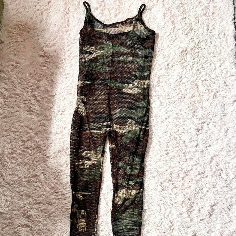 Camo Mesh Grunge Statement Goblin Eclectic‎ Urban Alternative Jogger Jumpsuit